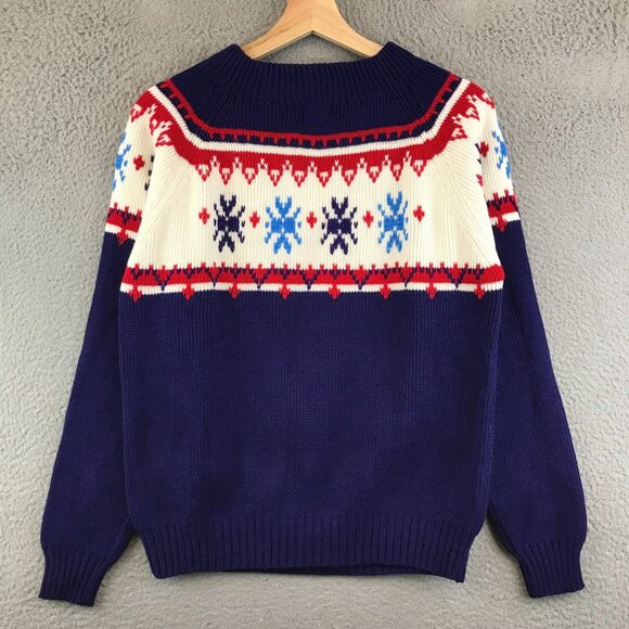 Vintage JC Penney Holiday Knit Pullover Nordic Snowflake sweater S - Picture 2 of 8